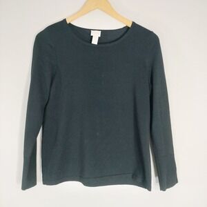Chico's Black Sweater; Long Sleeve Crew Neck Rayon Blend Petite Size 0